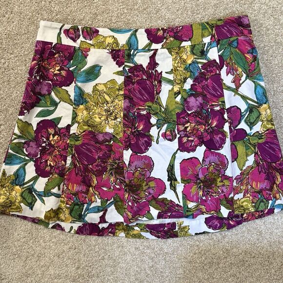 Lane Bryant Fuschia Vibrant Color Floral Cotton Skirt Size 18 Career Casual - Picture 1 of 4